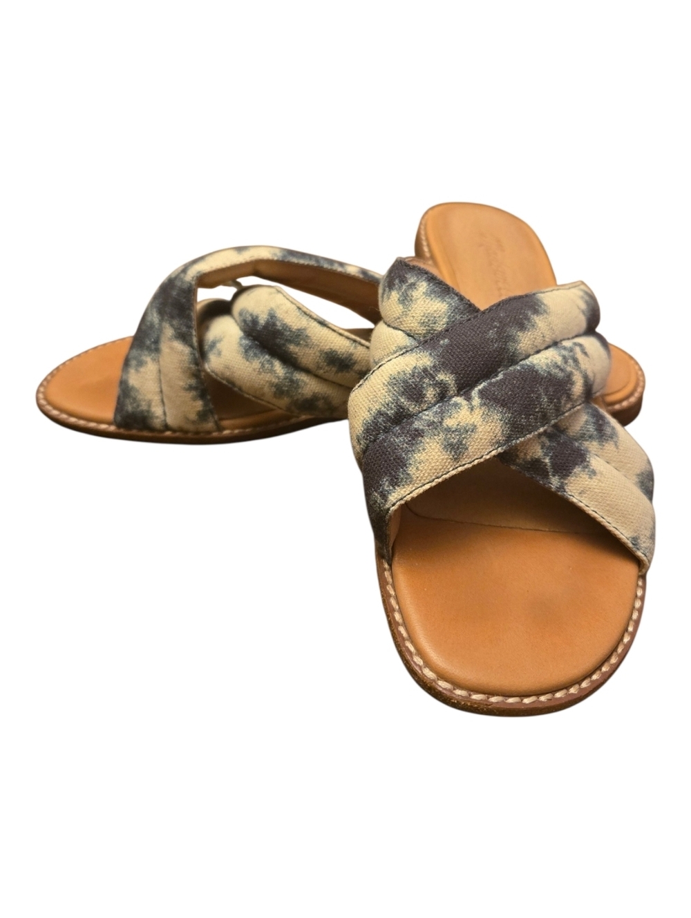 Madewell The Skyler Blue White Tie-Dye Puff Strap Sandal Size 6.5